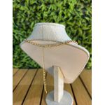 Colar Corrente Feminino Cor Dourado Detalhe Esmaltado com Regulagem 