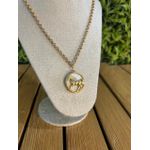 Colar Corrente Feminino Cor Dourado Detalhe Esmaltado com Regulagem 