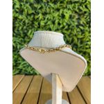 Colar Corrente Feminino Cor Dourado Detalhe Esmaltado com Regulagem 