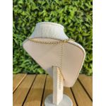 Colar Corrente Feminino Cor Dourado Detalhe Esmaltado com Regulagem