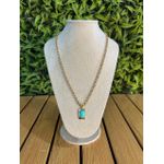 Colar Corrente Feminino Cor Dourado Detalhe Esmaltado com Regulagem