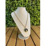 Colar Corrente Feminino Cor Dourado Detalhe Esmaltado com Regulagem 