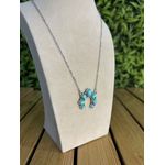 Colar Corrente Feminino Cor Prata Detalhe Esmaltado com Regulagem