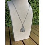 Colar Corrente Feminino Cor Prata Detalhe Esmaltado com Regulagem