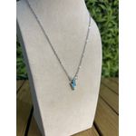 Colar Corrente Feminino Cor Prata Detalhe Esmaltado com Regulagem 