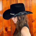 Chapéu Country Castella 2.0 Preto Estrela Azul Bandinha de Strass 
