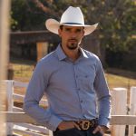 Chapéu Arizona Country Aba 12 Branco Bandinha de Couro Preto