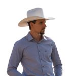 Chapéu Arizona Country Aba 12 Branco Bandinha de Couro Preto