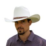 Chapéu Arizona Country Aba 12 Branco Bandinha de Couro 
