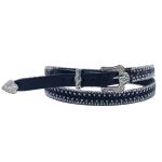 Bandinha de Couro Diamond para Chapéu Com Detalhes em Strass Preto