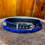 Bandinha de Couro Diamond Azul Escuro para Chapéu Com Detalhes em Pedraria 