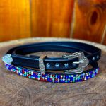 Bandinha de Couro Diamond para Chapéus com Detalhes em Strass Colorido Escuro