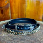 Bandinha de Couro Diamond para Chapéu Com Detalhes em Strass e Pedraria Dourado 
