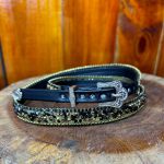 Bandinha de Couro Diamond para Chapéus com Detalhes em Strass e Pedraria Dourado com Preto