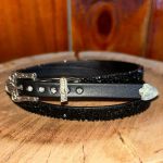 Bandinha de Couro Diamond para Chapéus com Detalhes em Pedraria Preto