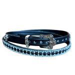 Bandinha de Couro Diamond para Chapéus com Detalhes em Pedraria e Strass Preto Triangulo