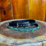Bandinha de Couro Diamond para Chapéu Com Detalhes em Strass e Pedraria Verde 