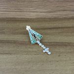 Aplique de Metal Broche para Chapéu Modelo Nossa Senhora Verde