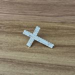 Aplique de Metal Broche para Chapéu Modelo Cruz de strass