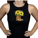 Camiseta Regata Canelada Country Preta Bota