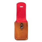 Capa de Couro Bainha para Celular Fechamento com Virola Caramelo