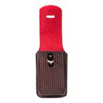 Capa de Couro Bainha para Celular Fechamento com Virola Café