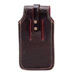Capa de Couro Bainha para Celular Fechamento com Virola Café