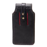 Capa de Couro Bainha para Celular Fechamento com Virola Preto