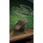 Chapéu Country Montana Café Aba 10 Aveludado Unissex Bandinha Couro 