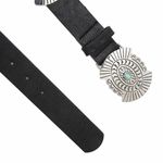 Cinto Boho Chic Preto Detalhe Pedra Turquesa 