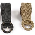 Cinto de Palha com Fivela Redonda