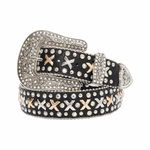 Cinto Country Preto com Detalhes Dourado e Prata 