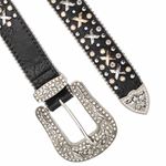 Cinto Country Preto com Detalhes Dourado e Prata 