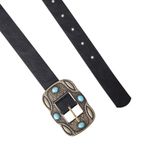 Cinto Boho Chic Preto com Detalhes Ouro Envelhecido 