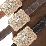 Cinto Country Preto Fivela Dourada Cavalo 