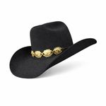 Chapéu Aba 10 Preto com bandinha concho dourado Coração Acelerado 