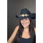 Chapéu Aba 10 Preto com bandinha concho dourado Coração Acelerado 