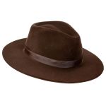 Chapéu Fedora Unissex Café com Bandinha de Cetim Aba 8 
