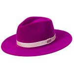 Chapéu Fedora Unissex Pink com Bandinha de Cetim Aba 8