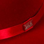 Chapéu Fedora Unissex Vermelho com Bandinha de Cetim Aba 8