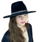 Chapéu Fedora Shine Preto Aba Média Reta 7,5 cm - Preto Brilho