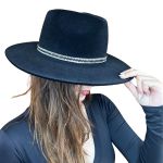 Chapéu Fedora Shine Preto Aba Média Reta 7,5 cm - Preto Brilho