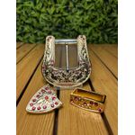 Conjunto de Fivela Country Cowgirl Strass Rosa