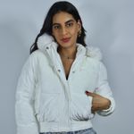 Jaqueta Puffer Branca Brilhante Feminina - Club 21 Country