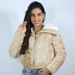 Jaqueta Puffer Lantejoula Dourada Feminina Lançamento - Club 21 Country 