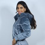 Jaqueta Puffer Cinza Azulado Brilhante Feminina - Club 21 Country