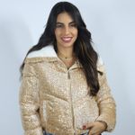 Jaqueta Puffer Lantejoula Dourada Feminina Lançamento - Club 21 Country 