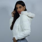 Jaqueta Puffer Branca Brilhante Feminina - Club 21 Country