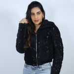 Jaqueta Puffer Lantejoula cor Preta Feminina Lançamento - Club 21 Country
