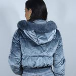 Jaqueta Puffer Cinza Azulado Brilhante Feminina - Club 21 Country